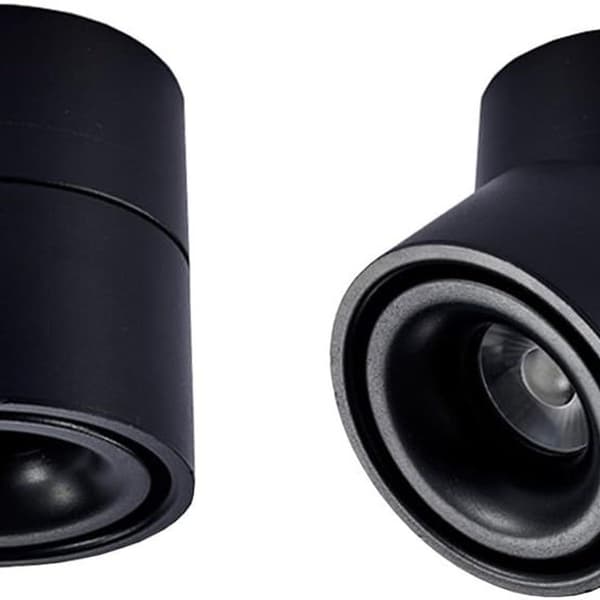 10W loftlampe, justerbar lampehus, indendørs brug, sort + kold hvid