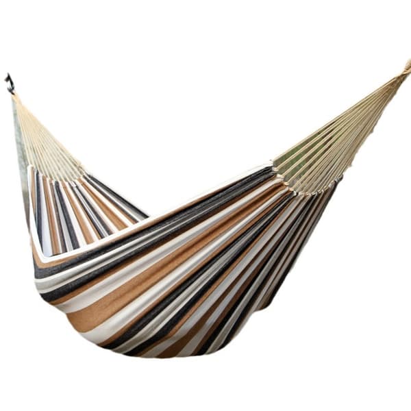 Outdoor Camping Hammock, Includes Hanging Ropes and Storage Bag, Canvas, Coffee Brown, 260 x 80 cm