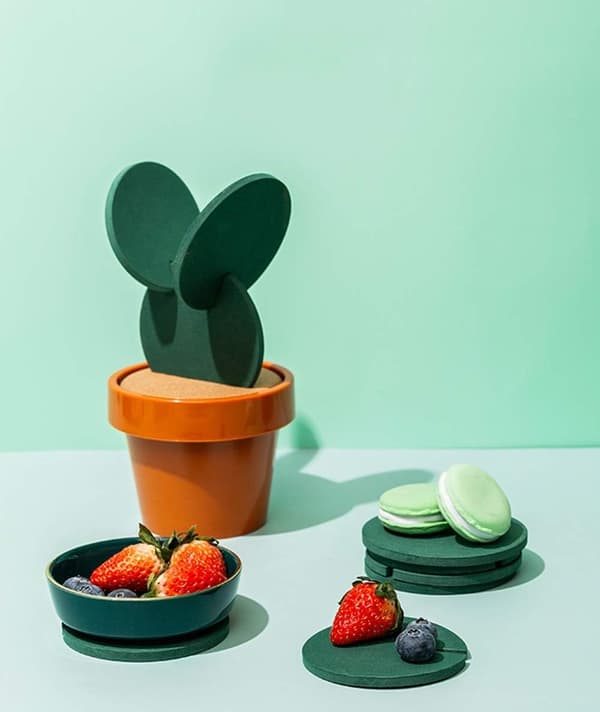 Nioslier Coasters Creative Cactus Shaped Design Set med 6 stycken för hemmakontorsdekoration