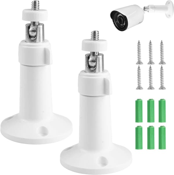 Camera Wall Mount - Adjustable Metal Security Mount - 10*5.5 cm - for Balcony, School, Office - White