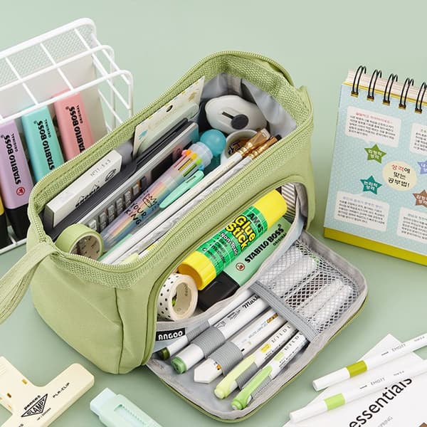 Large Capacity Pencil Case, Pen Bag, Pencil Pouch, Green