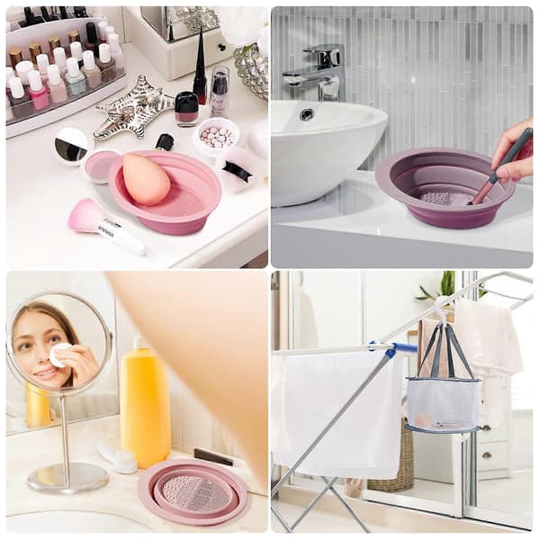 Makeupbørsterenser, 3-pak silikone makeupbørsterensemåtte