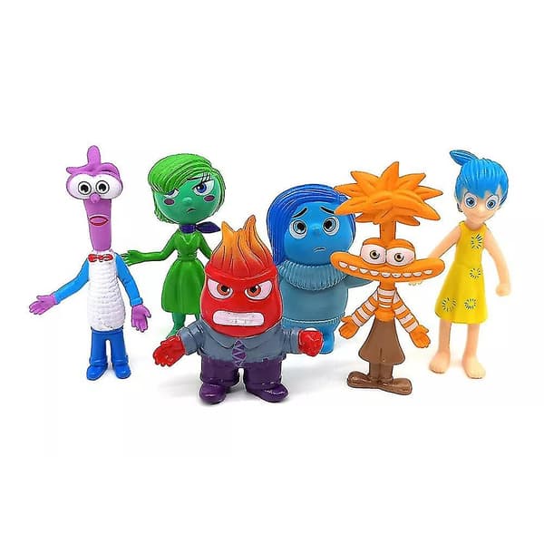 6-pack Inside Out Riley Joy Anxiety Sadness Figures Car Cake Decoration Model Toy