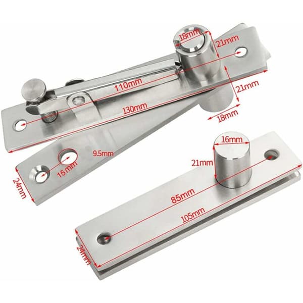 Rotating Hinge, Door Pivot Hinge, Concealed Pivot Door Hinge, Up and Down Pivot Door Hinge, Stainless Steel for Cabinets, Wardrobes (Silver)