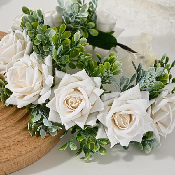 Blomsterkrans for kvinner, blomsterhodeplagg, festival, bryllup, hårbøyle, blomsterkrans (hvit)