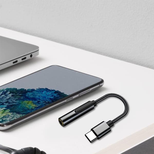 USB C til 3,5 mm lydadapter Han til Hun Kabel til Mere Grå