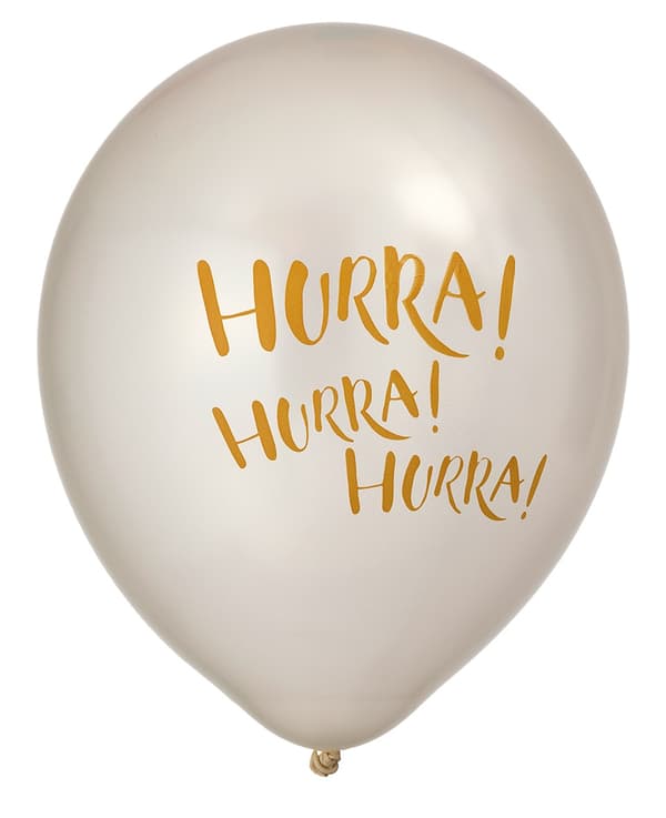 Ballonger 30 cm Hurra Pärlemorvit 6-pack