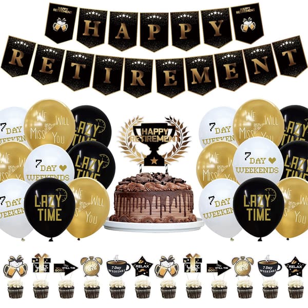 Retirement Party Theme Pull Flag Emulsion Balloons Package Party Decoration Set 1 Set 1