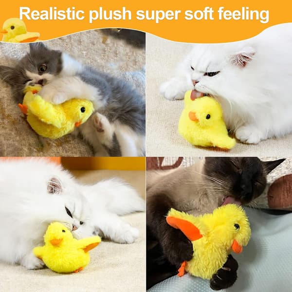 Cat Toy with Catnip, USB Rechargeable Plush Duck Toy, Electronic