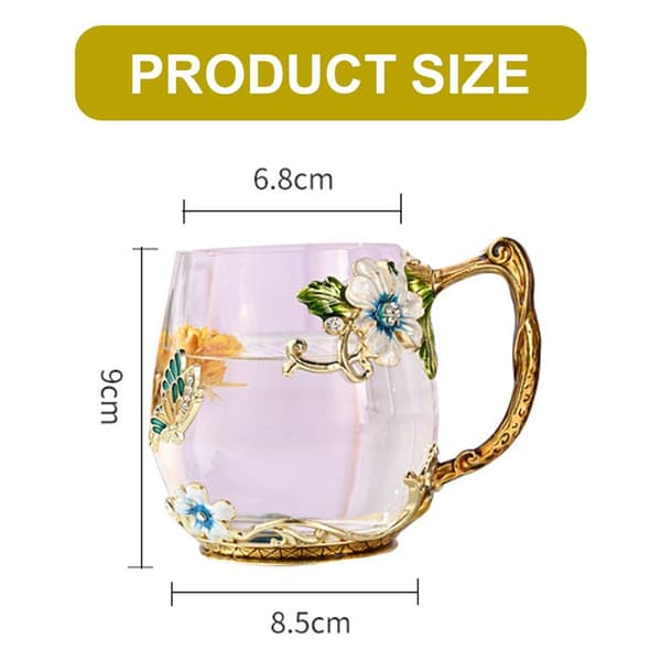 320 ml mugs, handmade glass coffee cups with spoons,