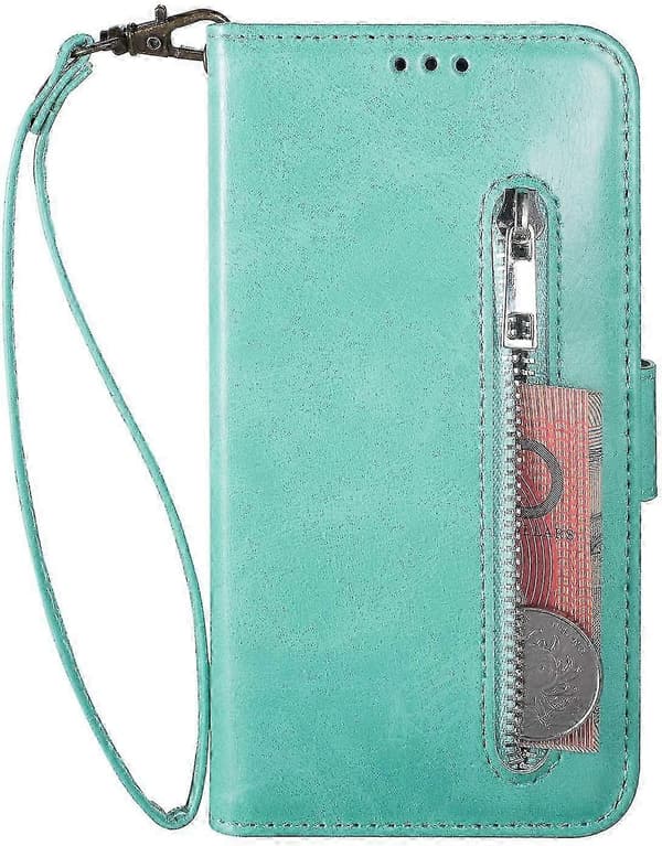 Samsung A51 Case, Magnetic Folio Flip Wallet Leather Stand Function Zipper Protective Case With Wrist Strap, Wallet Case For Samsung Galaxy A51 - (