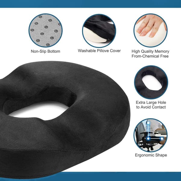 Donutpude - Hæmoridepude - Memory Foam-pude til graviditet - Haleben - Ortopædisk og ergonomisk til bil og kontorstol ...