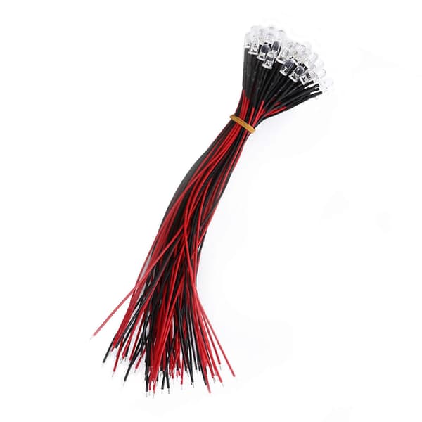 Pre-wired LED Diodes 3 5 10mm White Red Blue Green Light DC 9-12V (50-pack)