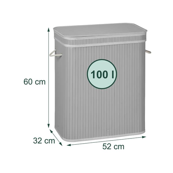Bamboo Laundry Basket, 2 Compartments, Foldable 3010