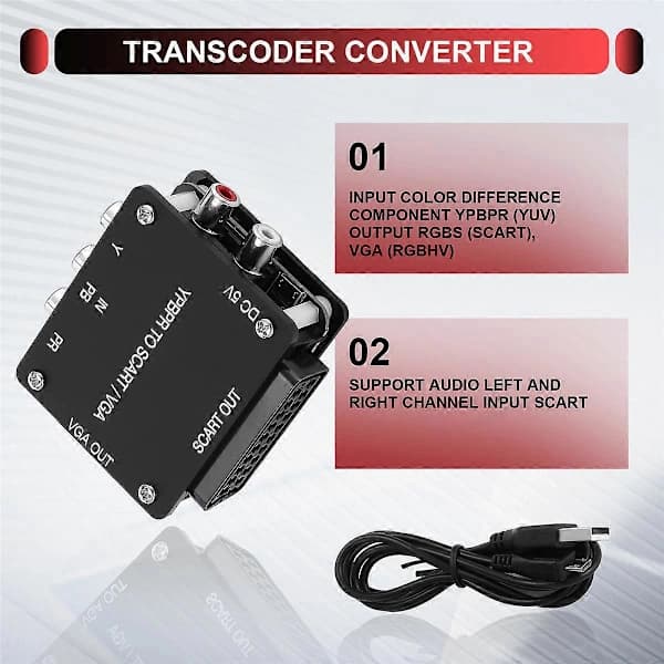 YUV TIL RGBS YPBPR til SCART YPBPR TIL VGA Komponentkoder Konverter Spillekonsol, RGBS til Farve D
