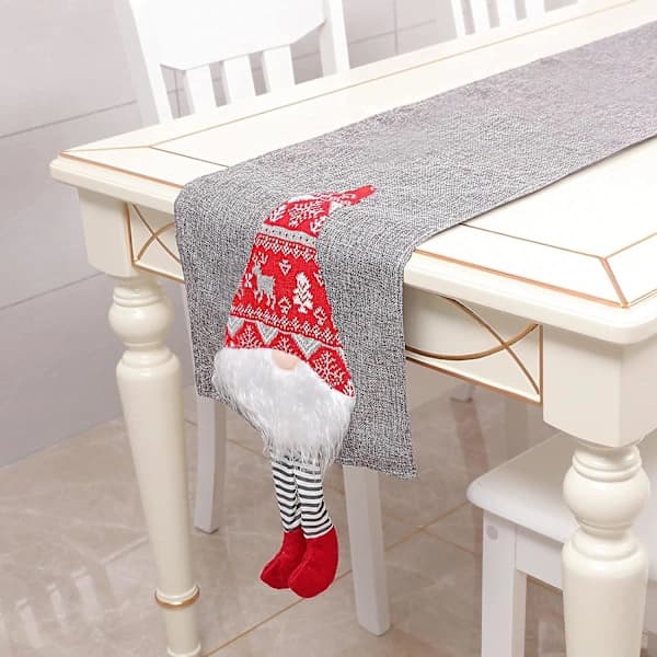 Christmas Table Runner, Santa Gnome Tablecloth Decorative Tablecloth 212x34cm