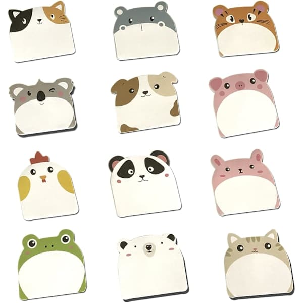 12-pack Cartoon Animal Pattern Stickers Cute Self-Adhesive Tabs (L6cm*5.5cm)