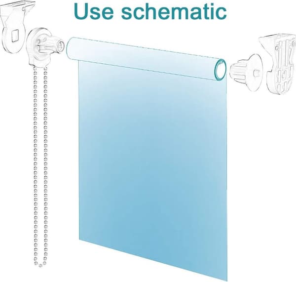 Roller Blind Repair Kit, 25mm, with Wall Brackets, Beaded Chain, Child Safety Clips, White, 2 Sets