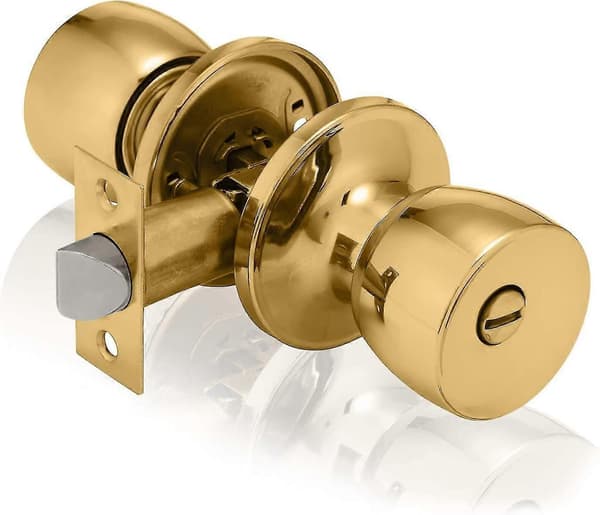 Polished Brass, Privacy Door Knob Set, Tulip Design Door Lock for Interior Doors with Turn-Button Mechanism