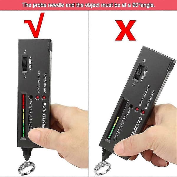 Diamanttestpen, professionel diamantdetektor med 60x mini LED-forstørrelsesglas, diamanttestpen til