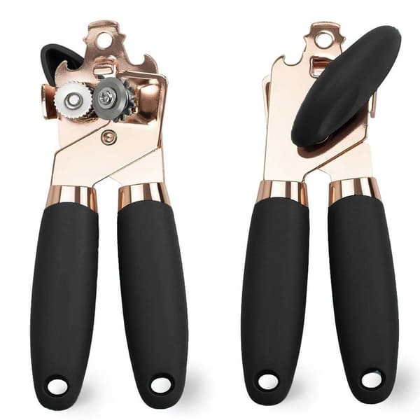 Manual Can Opener with Non-Slip Handle, Practical, Smooth Edge, Black