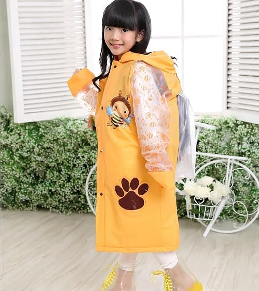 Unisex barn söt gul honungsregnrock (lämplig för höjd