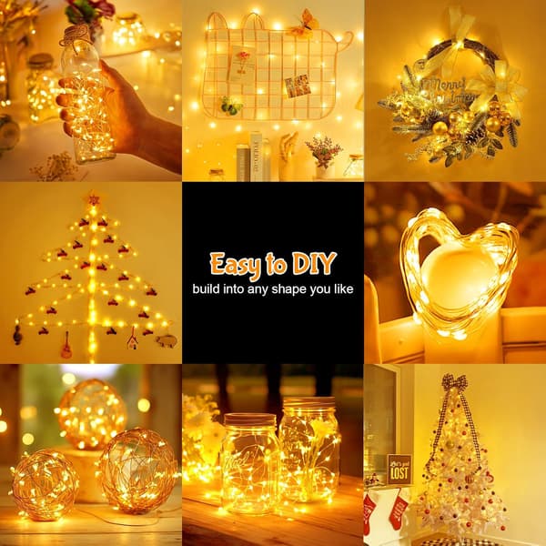 Solar String Lights Outdoor Garden, 5M50LED Solar Powered String Lights Waterproof, 8 Modes Copper Wire Solar Lights Warm White Warm White