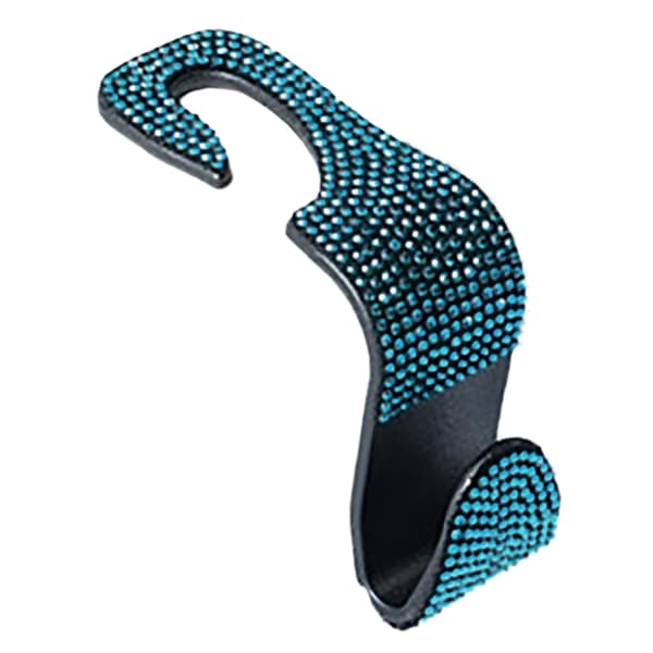 Car Seat Headrest Hook Crystal Back Seat Hanger Organizer for Handbag Coat Grocery Bag Blue