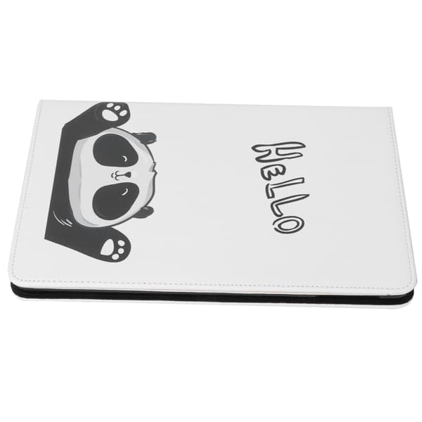 Portable Tablet PU Protective Holster 360° Universal Protection Painted Leather Case for iPad 9th Generation HELLO Panda