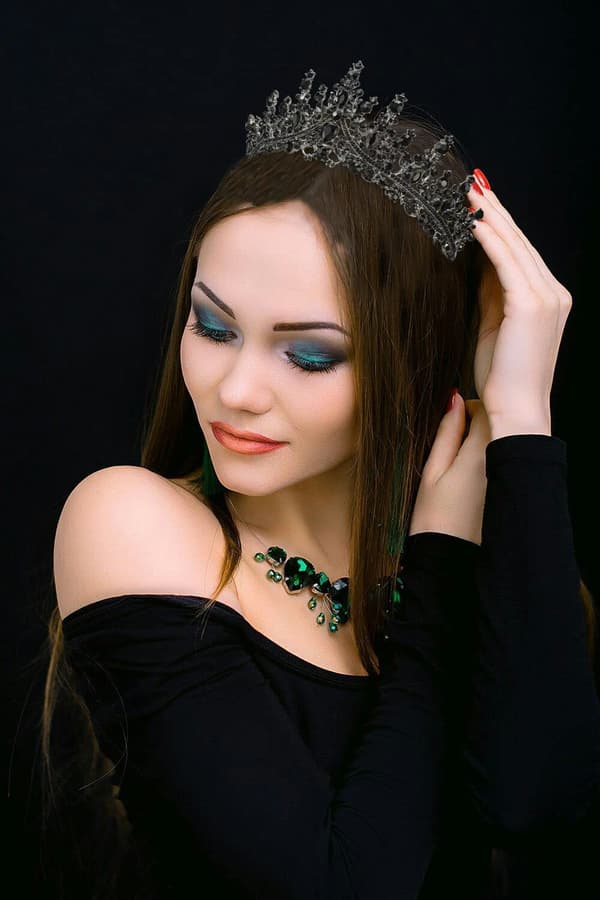 Sort Tiara til Kvinder, Sorte Krystal Kroner, Gotisk Krone Halloween Tiara Krone, Dronning Krone, Sort Bryllup Tiara, Gotiske Halloween Kostumer