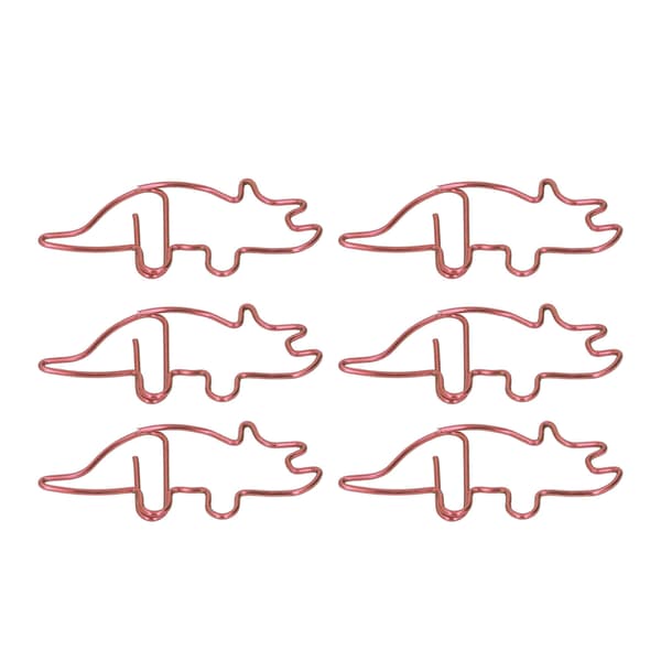 100 stk formede binders Røde Triceratops-formede metallgalvaniseringsprosess Lette bærbare kontorklemmer for dokumenter