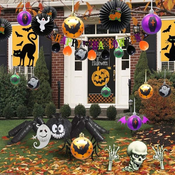 12 stk Halloween Hængende Kugler Græskar Flagermus Spindelvæv