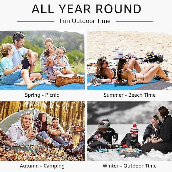 Ultralight Waterproof Camping Mat with Storage Bag Sand-Free Beach Mat Picnic Blanket Sandproof Beach Blanket Grey Blue