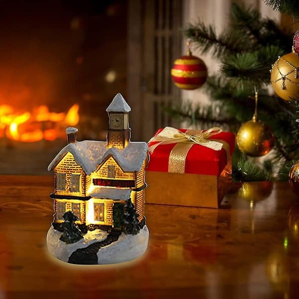 Miniature Retro Juleby med Belysning Juledekoration Hylde