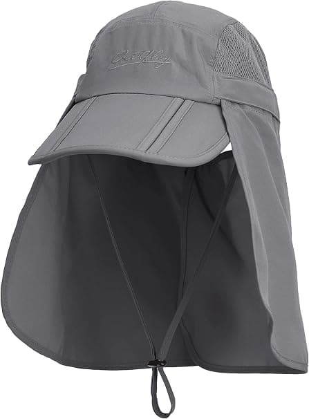 Syvänharmaa unisex-safarilippis erittäin pitkällä niskasuojalla 360°