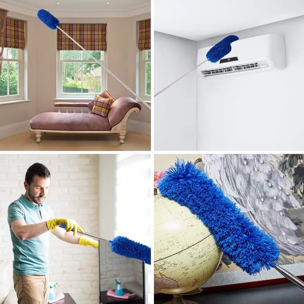 Cobweb Duster - Ceiling Brush, Extendable up to 2.5 m - with 2 Replacement Heads - for High Walls, Fans, Blinds - Blue