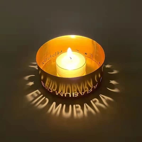 Eid Mubarak Gold Metal Candle Holder 2 2