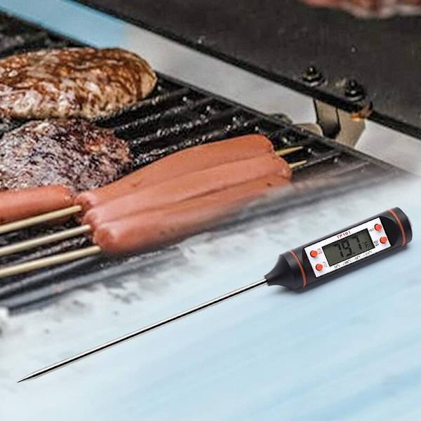 Kökstermometer, matlagningstermometer, digital stektermometer, lång provköttstermometer, 5s snabbavläsning (blå) -