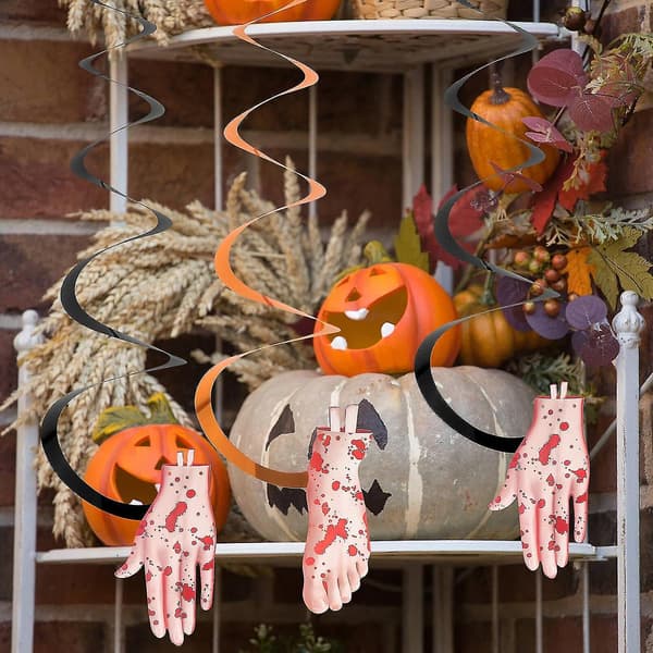 Halloween Hängande Virvel Blodig Hand Fot Dekor - 8st