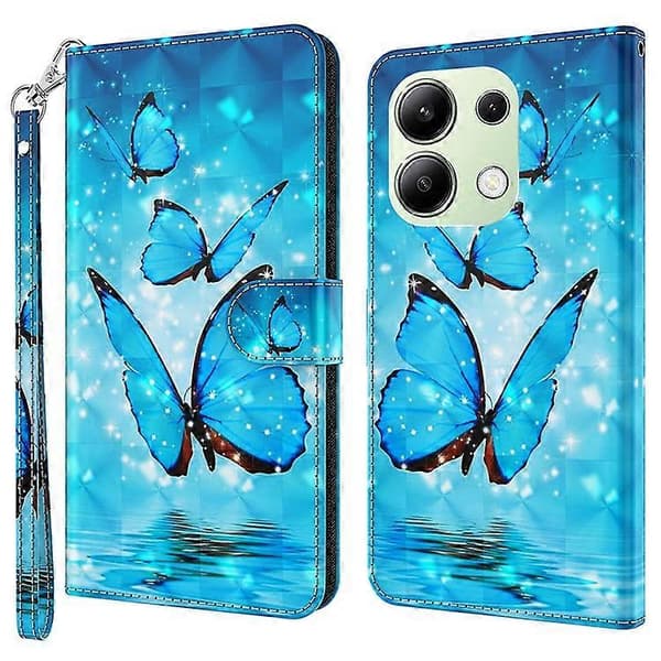 Kompatibelt för Xiaomi Redmi Note 13 4G Mobilskal 3D Mönstertryck Läder Flipfodral med Handrem