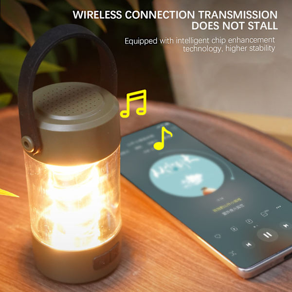 Wireless Multifunction Speaker Camping Lamp Water Resistant, Robust Night Light for Outdoor Activities Without Bracket Without Bracket