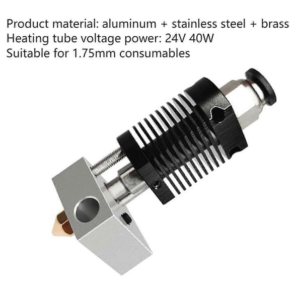 Hot End Kit til Anet ET5 ET5X ET5Pro 3D-printer Ekstrudering, 24V 40W, Inklusive Varmerør, Termistor, 0.4mm Dyse