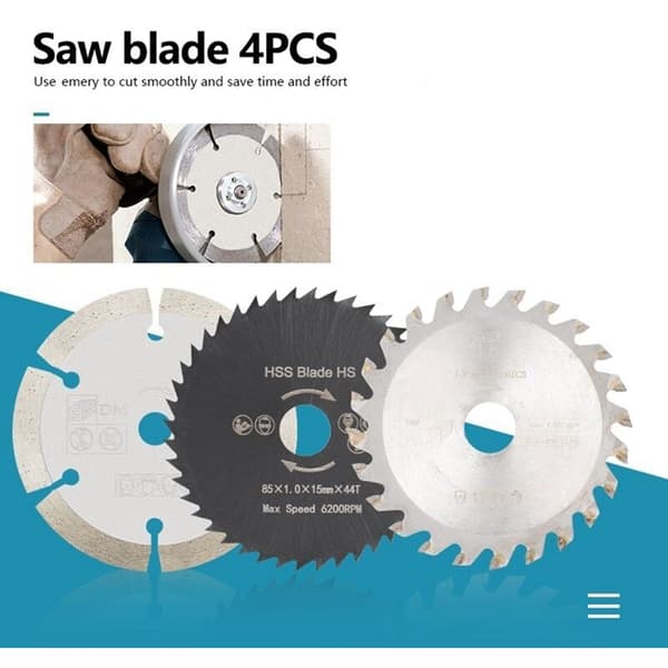 4 stk 85 mm Diamant Mini Rundsavklinger til Metal- og Aluminiumskæring, HSS/TCT