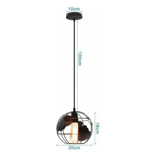 Retro Stil Kugle Pendel 20cm Farve Sort Indvendig og Udvendig