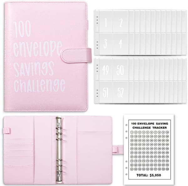 Money Saving Folder - Saving Folder - Piggy Bank - Save - Pink