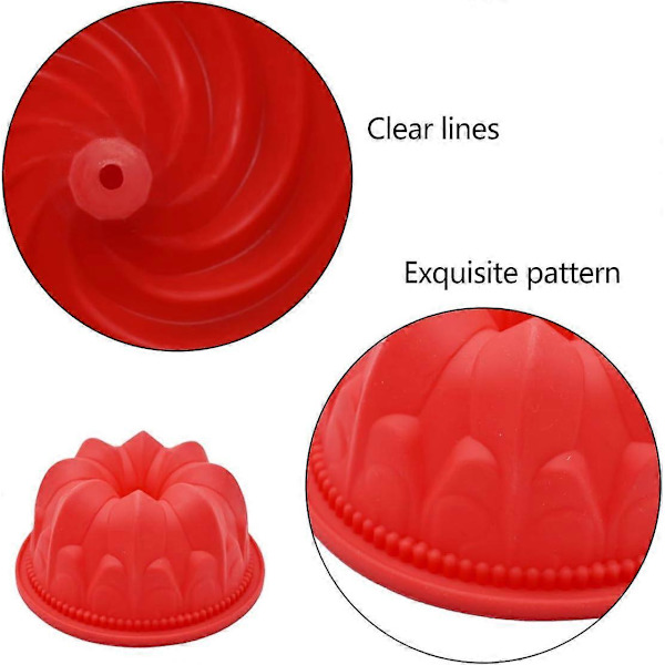3 stk. silikoneforme til rillede kager, rillet spiralform, bageform