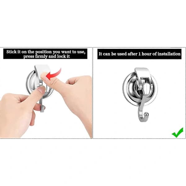 2-pack Suction Cup Hooks, Vacuum Suction Cup Hooks Powerful Press Removable Heavy Duty Hooks for Kitchen, Bathroom and Living Room Pendants