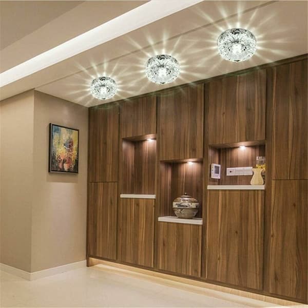 Luxury Crystal Spotlight Modern Ceiling Lamp LED Downlight for Aisle Entrance Hall Cool White
