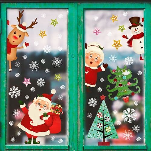 Christmas Stickers for Windows, Double-Sided Decorative Wall Stickers