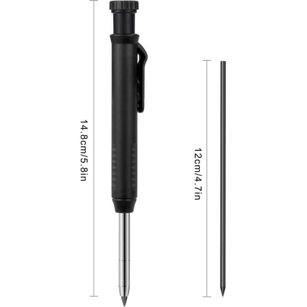 Debuns – Black Mechanical Pencil Marker with 6 Leads – Needle Tip for Precise Marking – For Smooth and Rough Surfaces